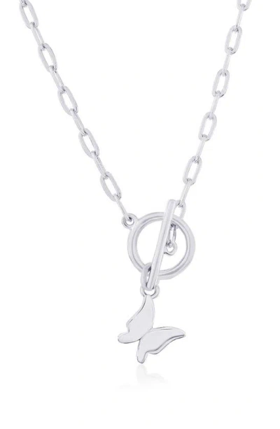 Simona Charm Necklace In Silver Butterfly