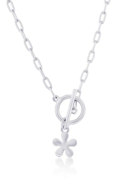 Simona Charm Necklace In Silver Flower