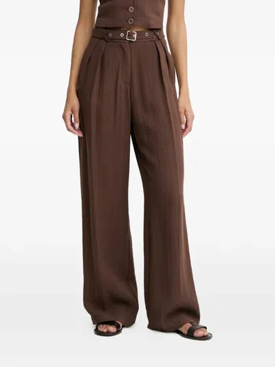 Simona Corsellini Belted Pleated Trousers In Brown