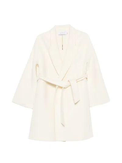 Simona Corsellini Belted Wide-sleeve Coat In Neutral