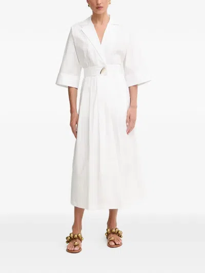 Simona Corsellini Belted Wide-sleeve Dress In White