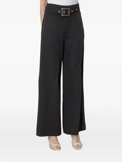 Simona Corsellini Belted-waist Straight Trousers In Black