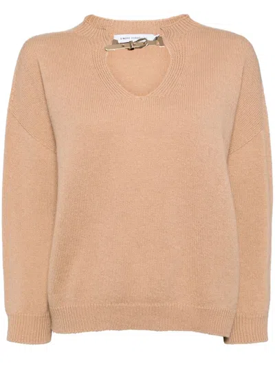 Simona Corsellini Buckled V-neck Jumper In Pink