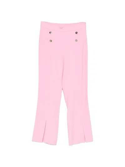 Simona Corsellini Button-embellished Slit-hem Trousers In Pink