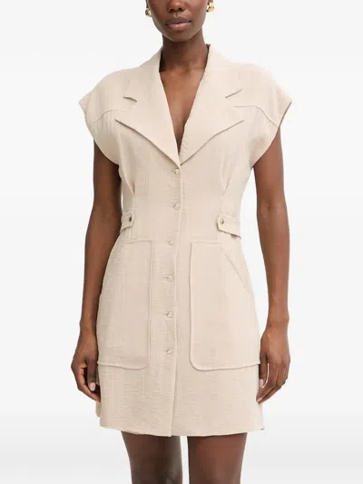 Simona Corsellini Button-up Notched-lapels Dress In Neutral