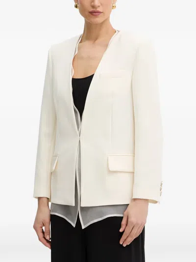 Simona Corsellini Cady Organza-detail Blazer In Neutral