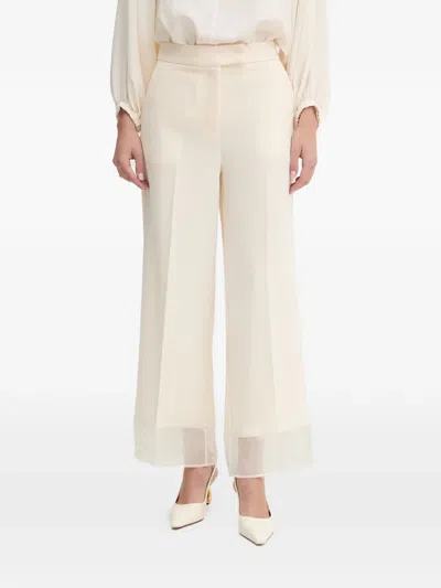 Simona Corsellini Cady Organza-trim Trousers In Neutral