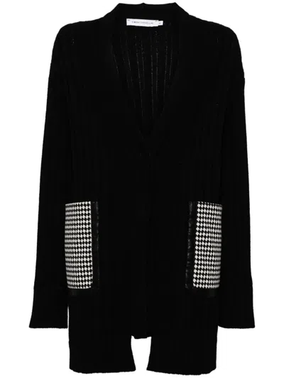 Simona Corsellini Checked-pocket Cardigan In Black