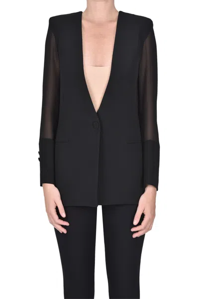 Simona Corsellini Crepè Sleeves And Back Blazer In Black
