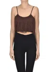 Simona Corsellini Cropped Fringed Knit Top In Brown