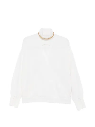 Simona Corsellini Cut-out Turtleneck Sweater In White