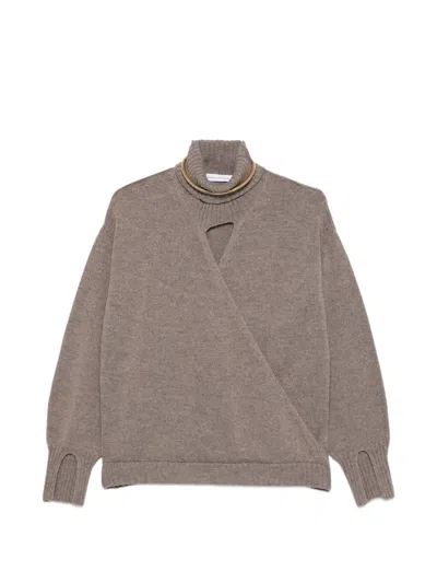 Simona Corsellini Cut-out Wrap-style Sweater In Gray
