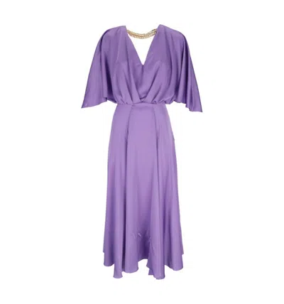 Simona Corsellini Deep V-neck Midi Dress In Purple