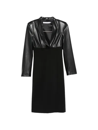 Simona Corsellini Faux-leather Panelled Midi Dress In Black