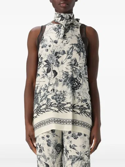 Simona Corsellini Floral-print Top In Black