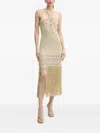 Simona Corsellini Fringe-edges Midi Dress In Neutral