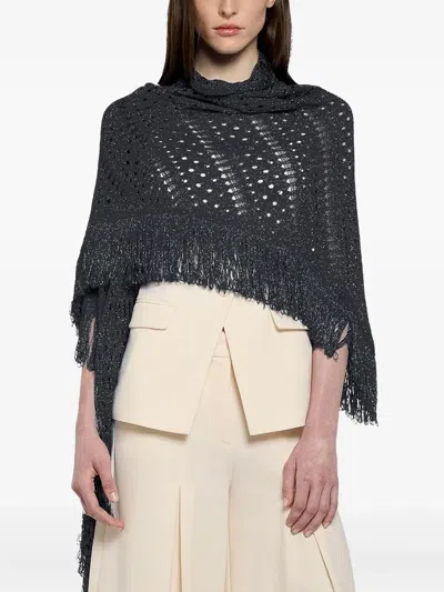 Simona Corsellini Fringed Open-knit Scarf