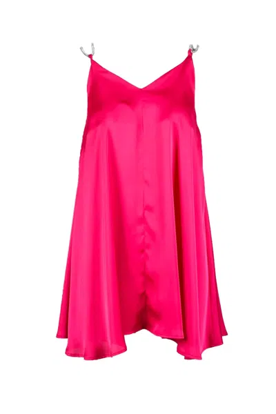 Simona Corsellini Fuchsia Mini Dress With Rhinestone-embellished Straps In Pink