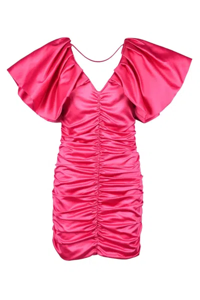 Simona Corsellini Fuchsia Mini Dress With Ruched Body In Pink