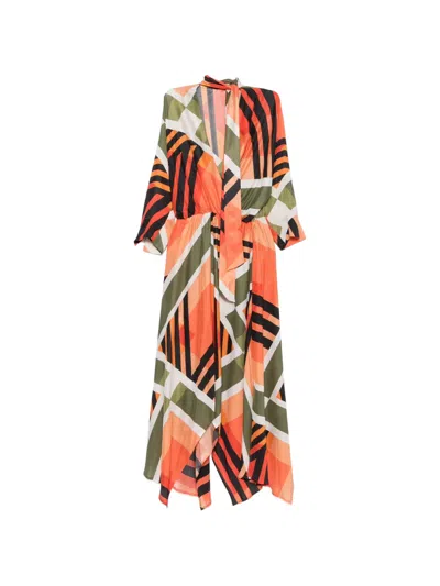 Simona Corsellini Geometric-print Dress In Orange