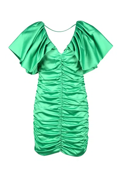 Simona Corsellini Green Mini Dress With Ruched Design