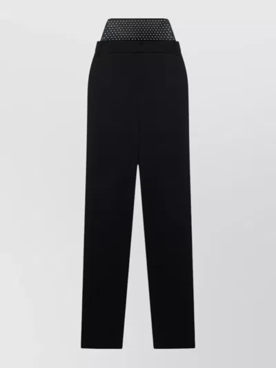 Simona Corsellini High Rise Trousers Embellished Waistband Wide Leg In Black