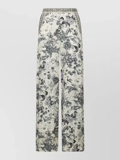 Simona Corsellini High Waist Trousers Contrasting Waistband Floral Pattern In Black
