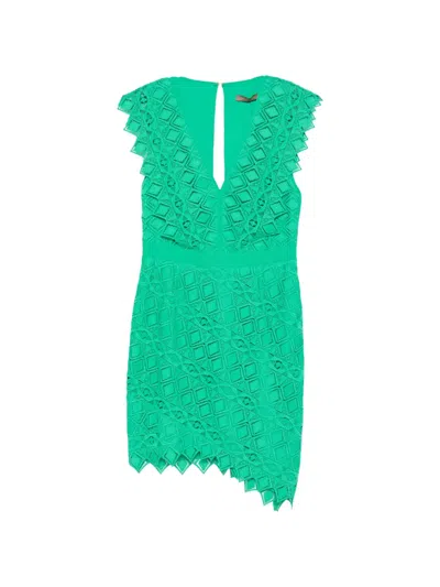 Simona Corsellini Lace Asymmetric-hem Mini Dress In Green