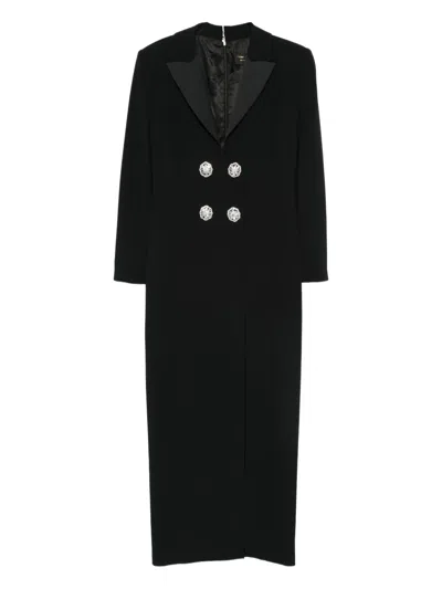 Simona Corsellini Lapel-embellished Maxi Dress In Black