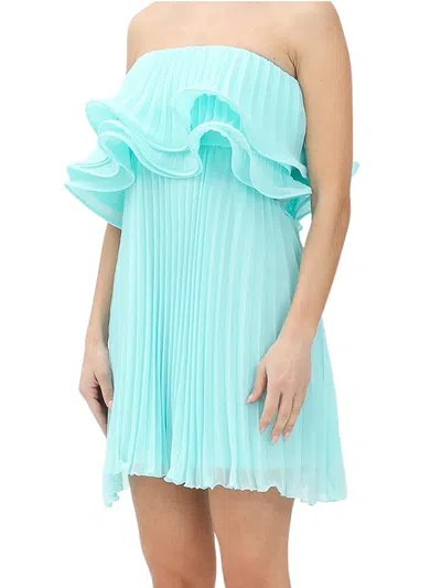 Simona Corsellini Light Blue Polyester Pleated Mini Dress