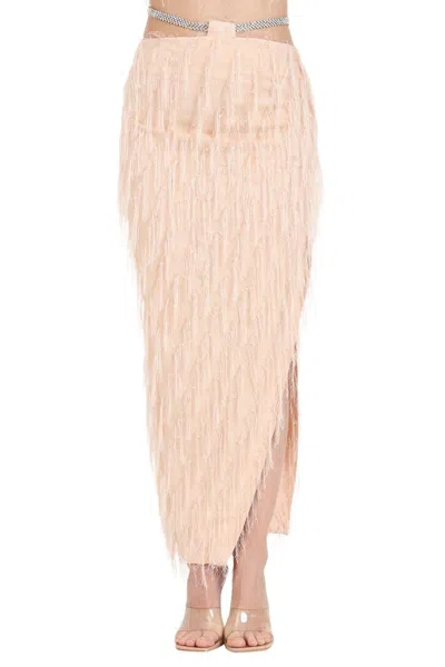 Simona Corsellini Long Skirt Side Slit - Multicolor In Pink