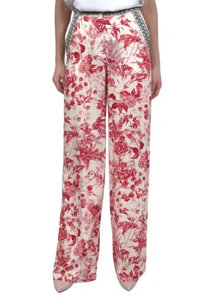 Simona Corsellini Multicolor Cotton-blend Straight-leg Pants In Red
