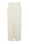 Simona Corsellini Multicolor Midi Skirt With Front Slit In White