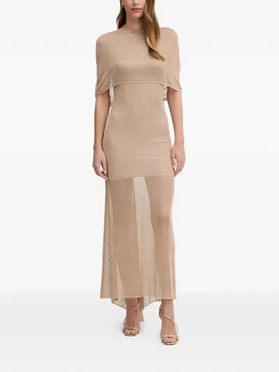 Simona Corsellini Open-back Mesh-knit Maxi Dress In Brown