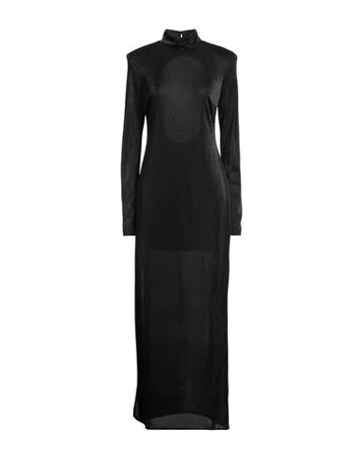 Simona Corsellini Party Edition Woman Maxi Dress Black Size 12 Polyamide, Metallic Fiber