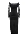 Simona Corsellini Party Edition Woman Midi Dress Black Size 8 Polyamide, Metallic Fiber In Black