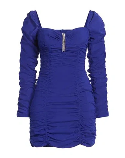 Simona Corsellini Party Edition Woman Mini Dress Bright Blue Size 6 Polyester, Elastane