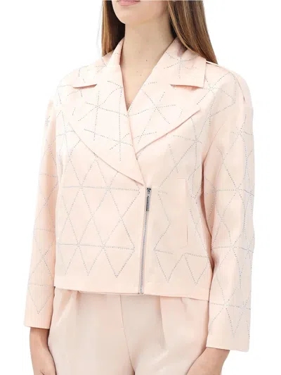 Simona Corsellini Pink Polyester Satin Biker Jacket In Neutral