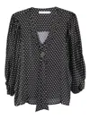 Simona Corsellini Polka-dot Tie-neck Top In Black