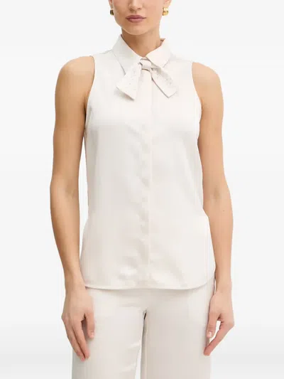 Simona Corsellini Pussy-bow Sleeveless Blouse In Animal Print