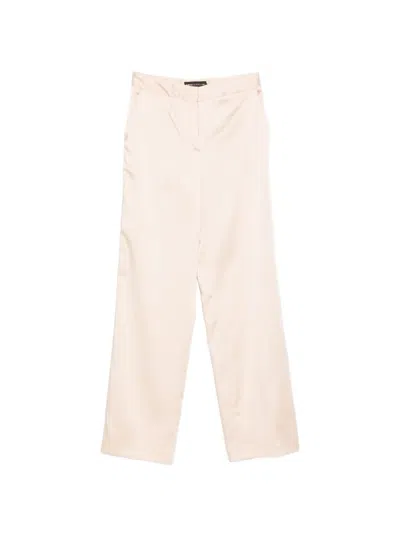 Simona Corsellini Satin-finish Straight-leg Trousers In Neutrals