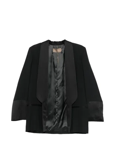 Simona Corsellini Satin-trim Shawl-lapel Blazer In Black