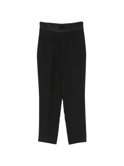 Simona Corsellini Satin-waistband Tailored Trousers In Black