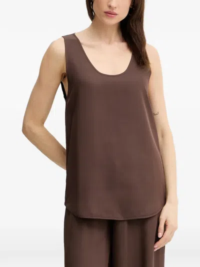 Simona Corsellini Scoop Neck Sleeveless Top In Brown