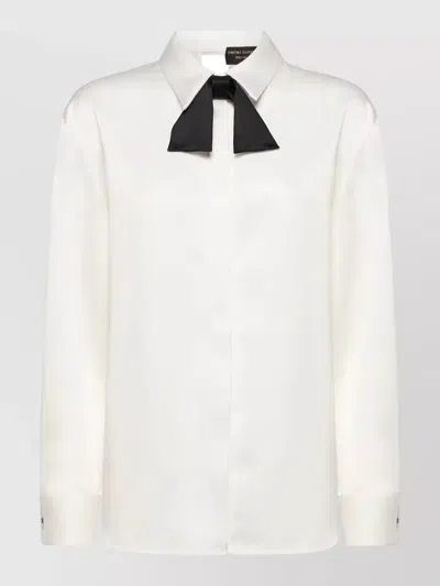 Simona Corsellini Shirt Bow Detail Long Sleeves Open Back In White