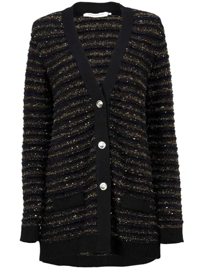Simona Corsellini Striped Cardigan In Black