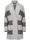 Shop Simona Corsellini Striped Cardigan In Grey
