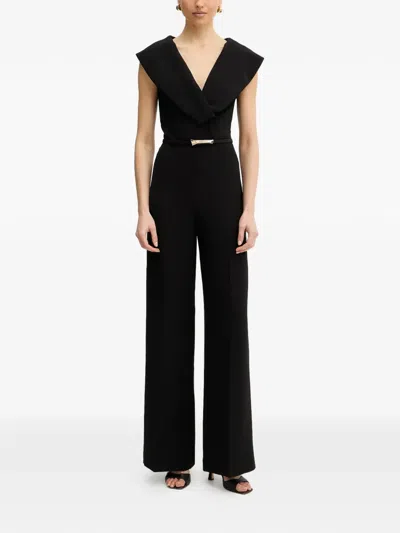 Simona Corsellini V-neck Belted Jumpsuit In Black