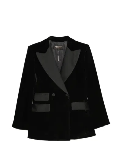 Simona Corsellini Velvet Double-breasted Blazer In Black