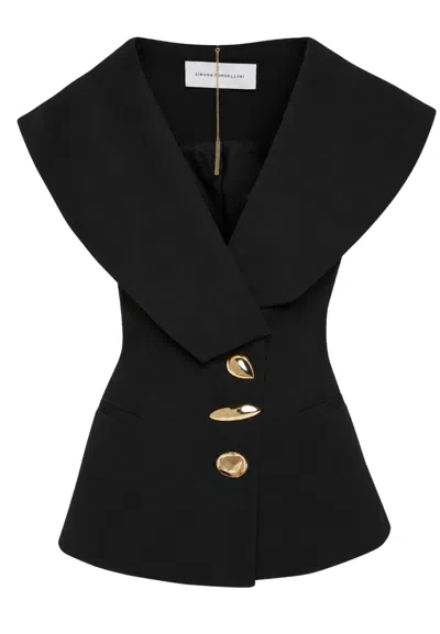 Simona Corsellini Vest  With Gold Buttons In Black